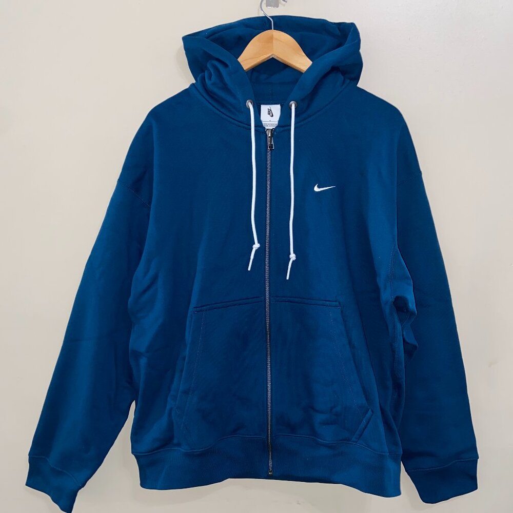 Nike Lab Men's Solo Swoosh Full-Zip Heavy Hoodie Valerian Blue L DR0403-460 NEW